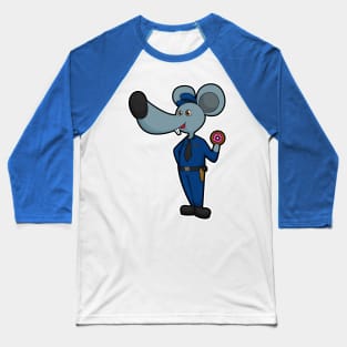Mouse as Police officer with Donut Baseball T-Shirt